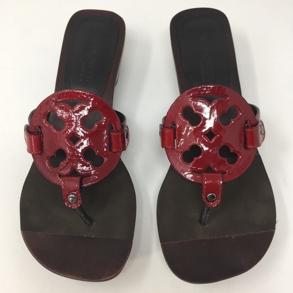 Paul Green Sandals Red Patent Leather Flip Flop Size 6 - Picture 5 of 12